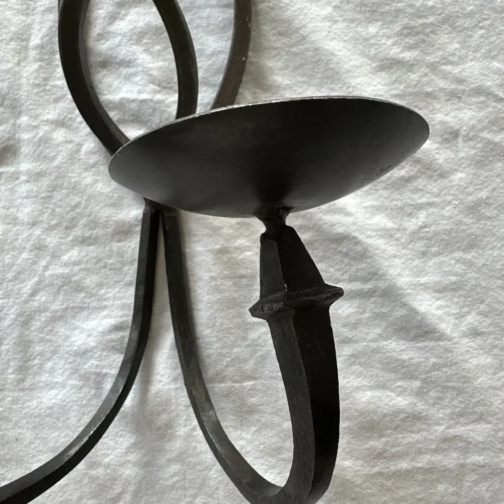Wrought Iron Candle Sconce Hanging Holder Double‎ Vintage Aged